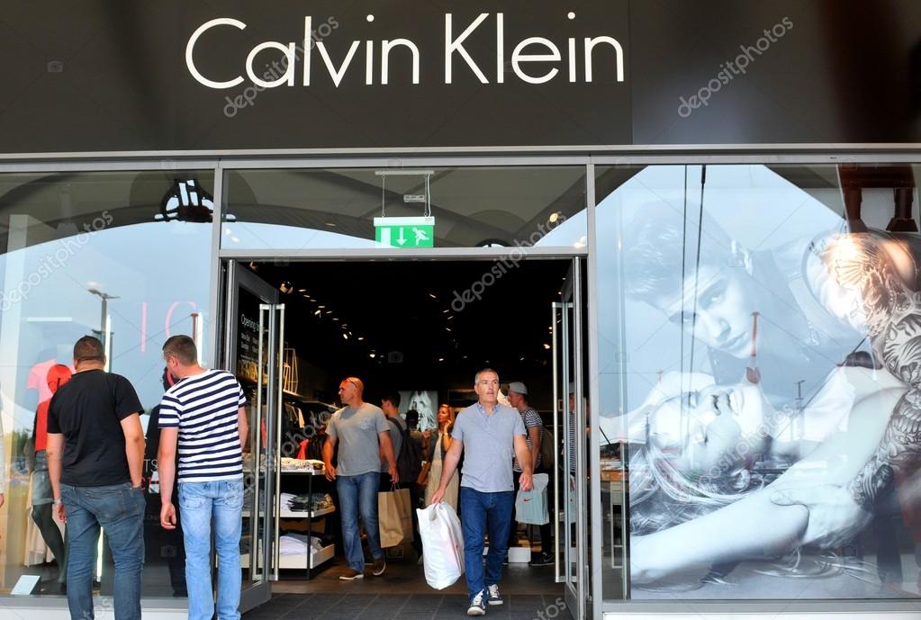 London, UK - June 14, 2015: Detail of the entrance to a Calvin Klein. Calvin Klein is a famous American fashion designer for men, women and children apparel, sportswear, etc.