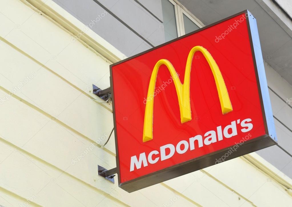 Bucharest, Romania - June 24, 2015: Detail of McDonald's sign. McDonald's is the world's largest chain of hamburger fast food restaurants. illustrative editorial