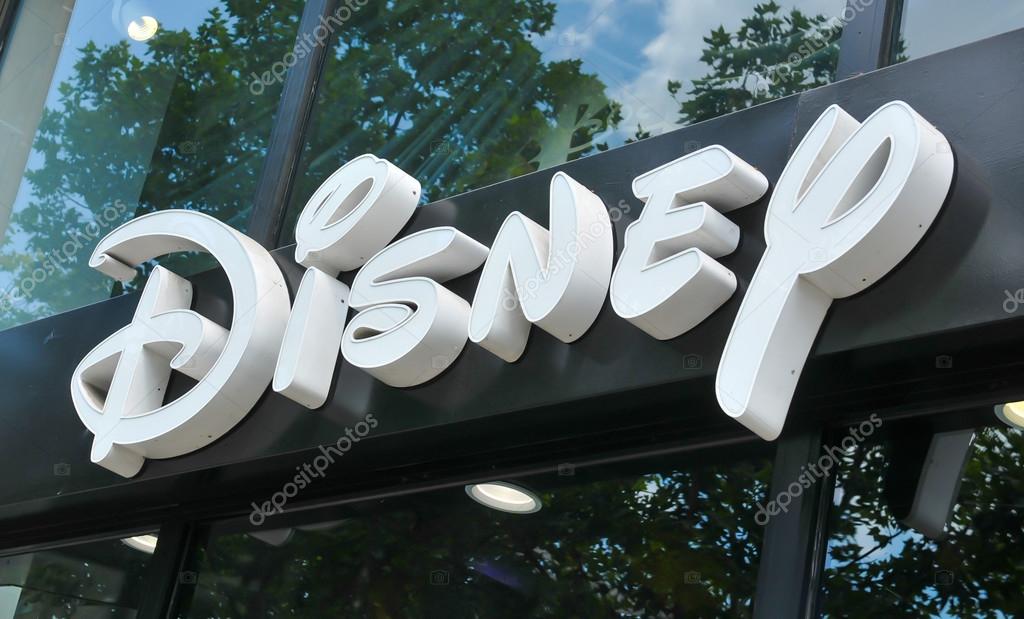 Paris, France - July 9, 2015: Detail of entrance to Disney store on Champs Elysees, Paris, France