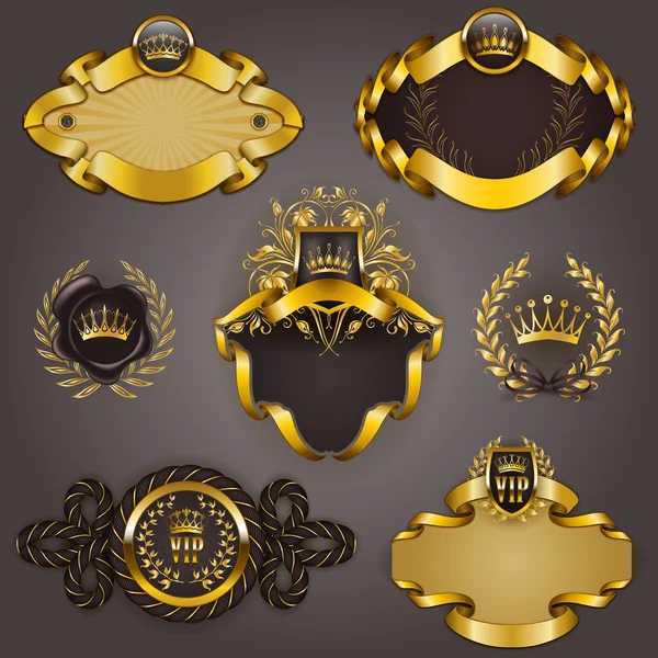 Set of gold vip — Stock Vector