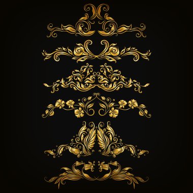 set vektör damask süsler.