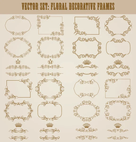 Vector set of gold decorative borders, frame — Stock Vector