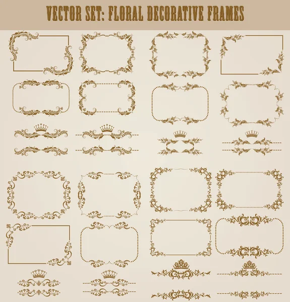 Conjunto vectorial de bordes decorativos dorados, marco — Archivo Imágenes Vectoriales