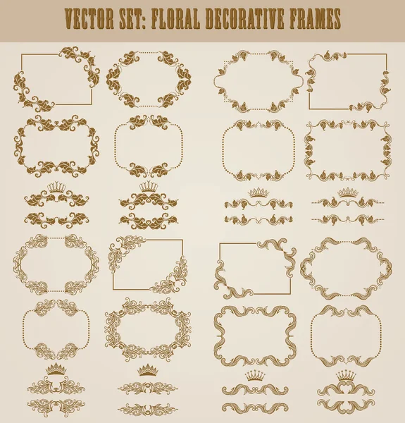 Векторный набор золотых декоративных границ, каркас — стоковый вектор