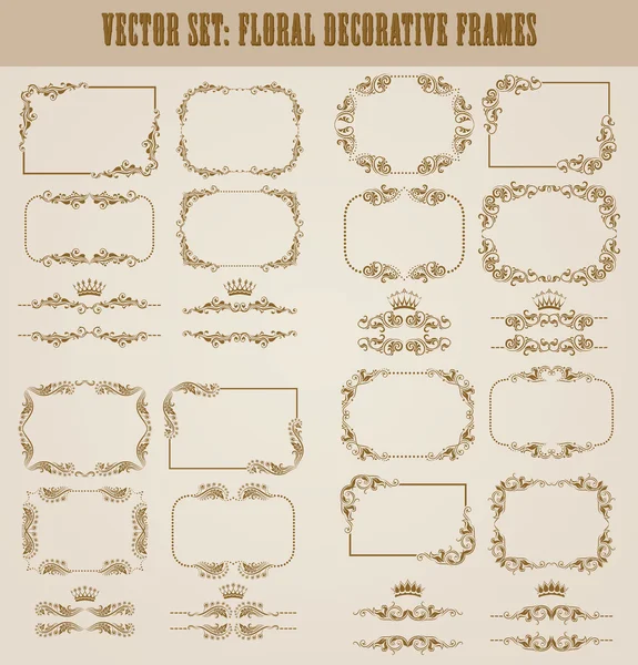 Vektor-Set aus goldenen Zierrändern, Rahmen — Stockvektor
