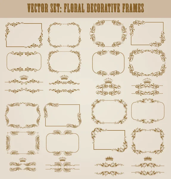 Ensemble vectoriel de bordures décoratives dorées, cadre — Image vectorielle