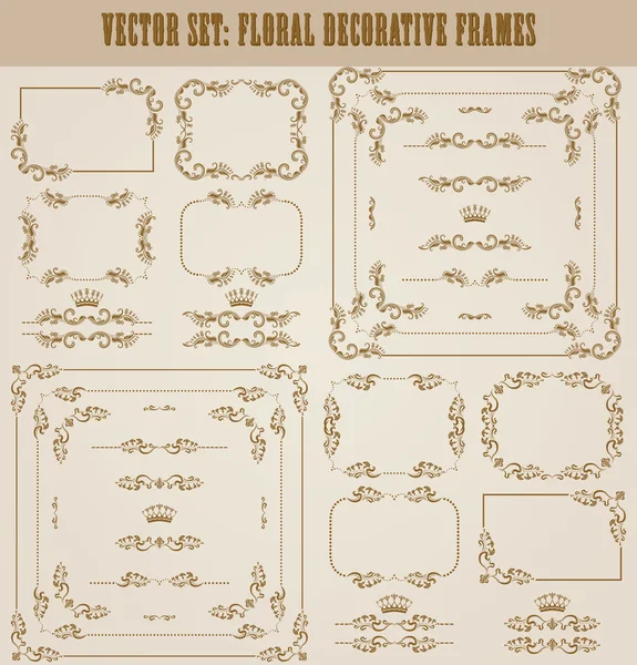 Ensemble vectoriel de bordures décoratives dorées, cadre — Image vectorielle