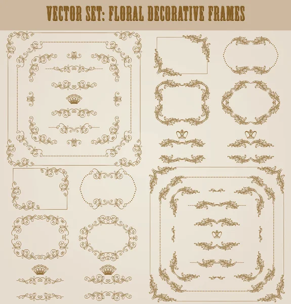 Conjunto de vetores de bordas decorativas douradas, moldura — Vetor de Stock