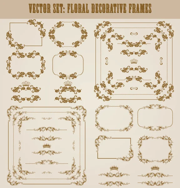 Conjunto vectorial de bordes decorativos dorados, marco — Archivo Imágenes Vectoriales