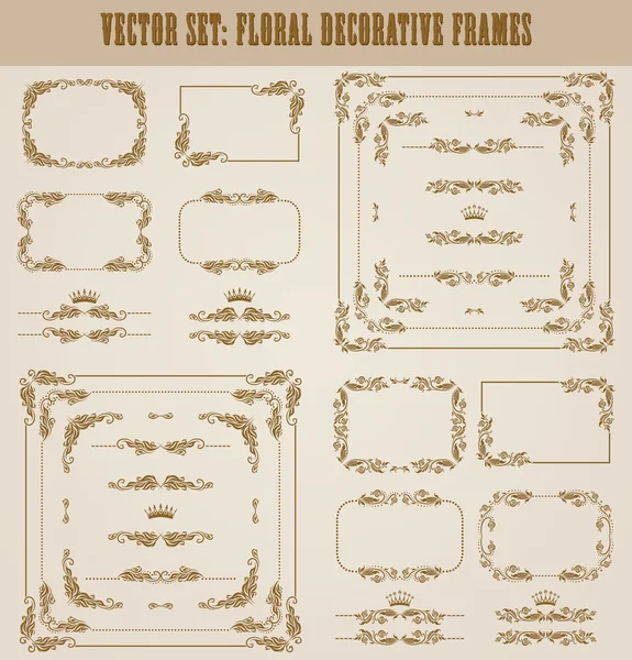 Set vettoriale di bordi decorativi in oro, cornice — Vettoriale Stock