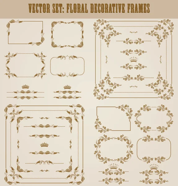 Vector set van gouden decoratieve randen, frame — Stockvector