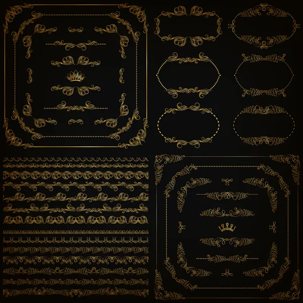 矢量组黄金装饰边框帧 — 图库矢量图片