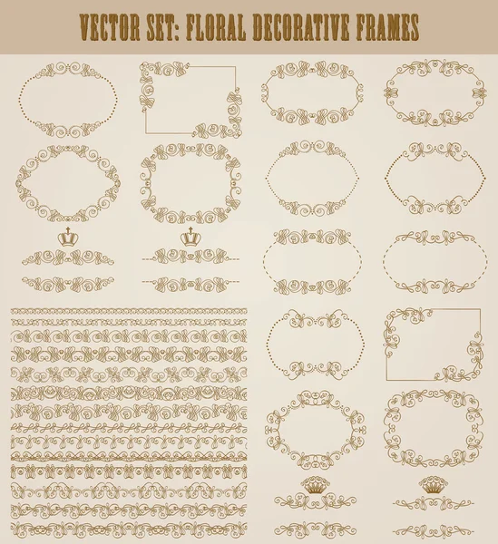 Conjunto vectorial de bordes decorativos dorados, marco — Archivo Imágenes Vectoriales
