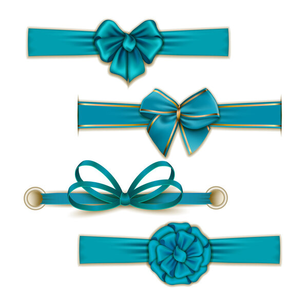 Blue bows and ribbons set
