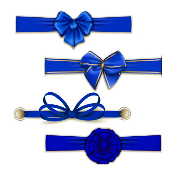 Blue bows and ribbons set — Stock Vector