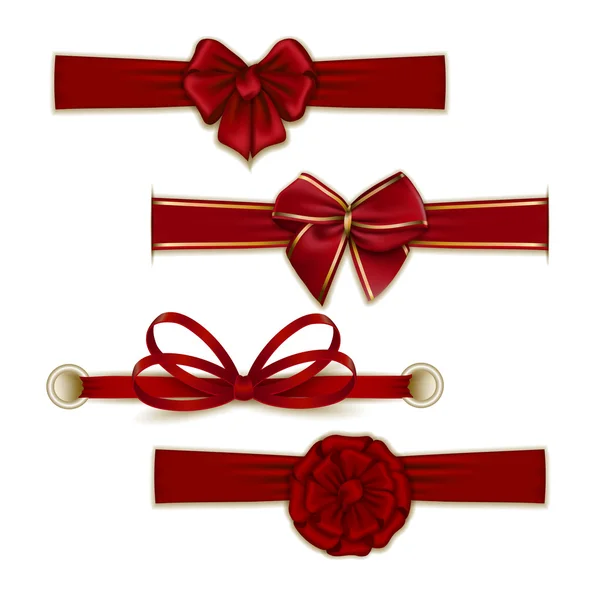 Red bows and ribbons set — Stock Vector