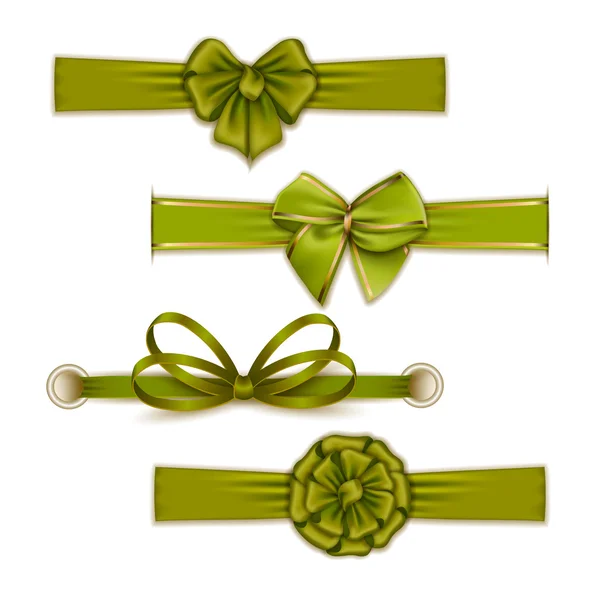 Green bows and ribbons set — Stock Vector