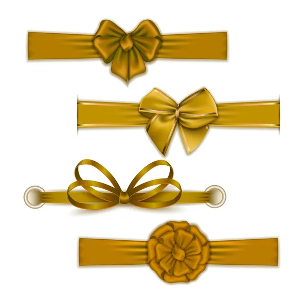 Golden bows and ribbons set — Stock Vector