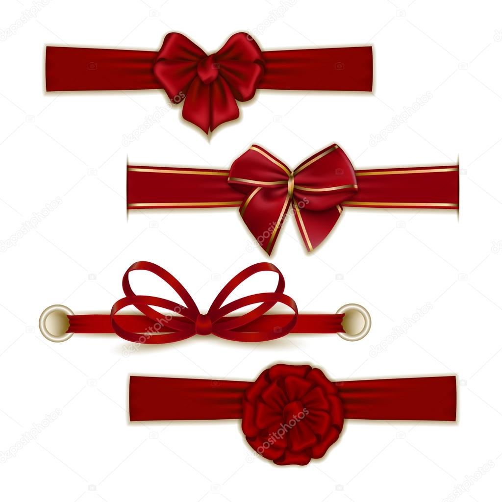 Red bows and ribbons set