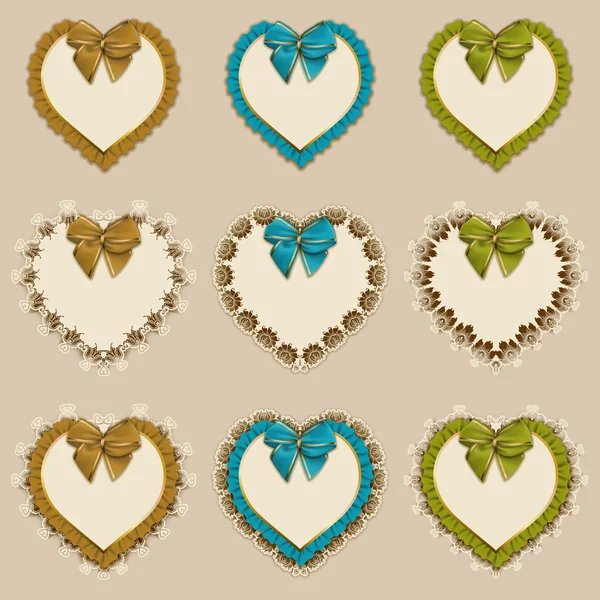 Set of frames in the shape of heart — Stock Vector