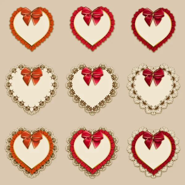 Set of frames in the shape of heart — Stock Vector