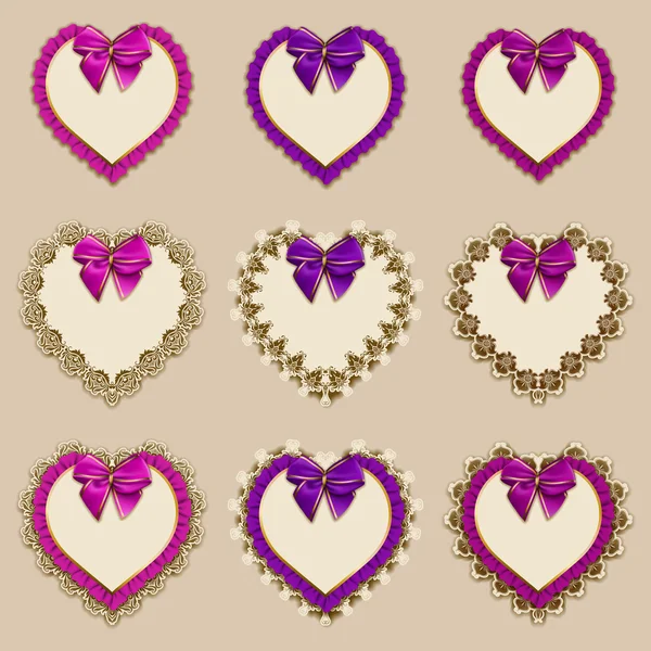 Set of frames in the shape of heart — Stock Vector