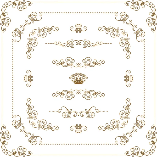 Conjunto de bordes decorativos de oro, marco — Vector de stock