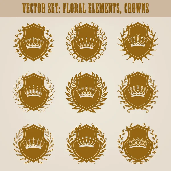 Golden shields with laurel wreath