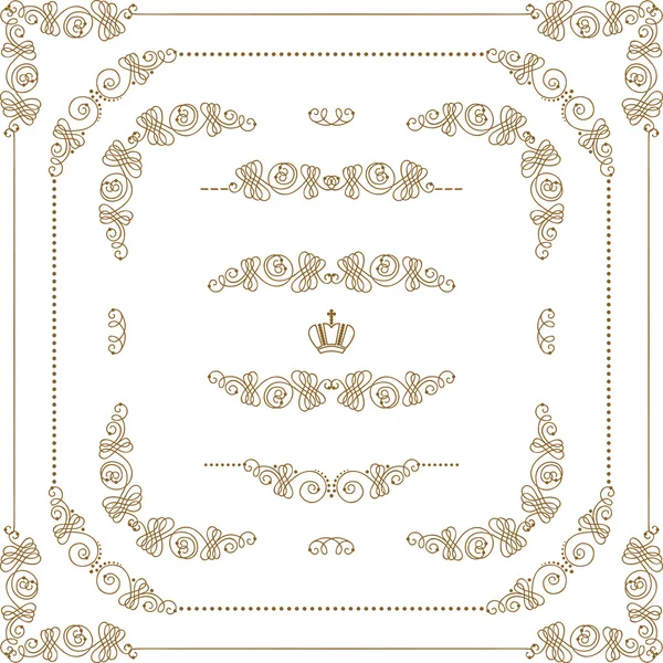 Conjunto vectorial de bordes decorativos dorados, marco — Vector de stock