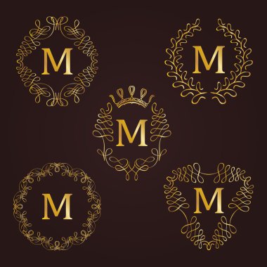 Grafik tasarım için altın monogram kümesi