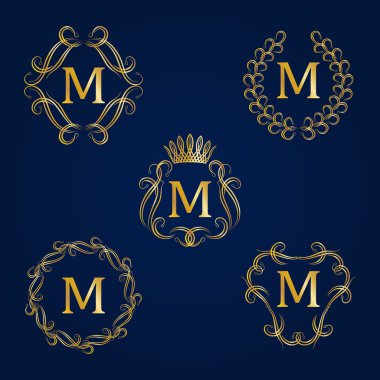 Grafik tasarım için altın monogram kümesi