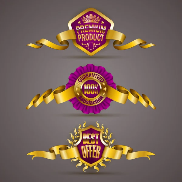 Set of luxury gold badges — Stock Vector
