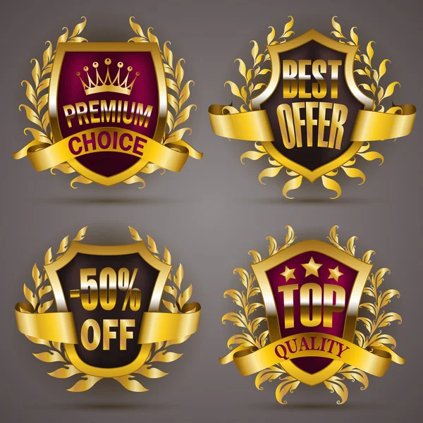 Set of luxury golden badges — Stock Vector