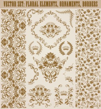 set vektör damask süsler.