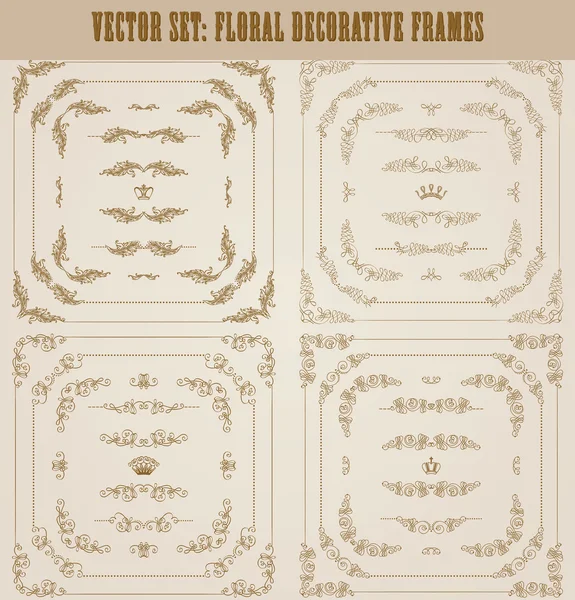 Conjunto vectorial de bordes decorativos dorados, marco — Vector de stock