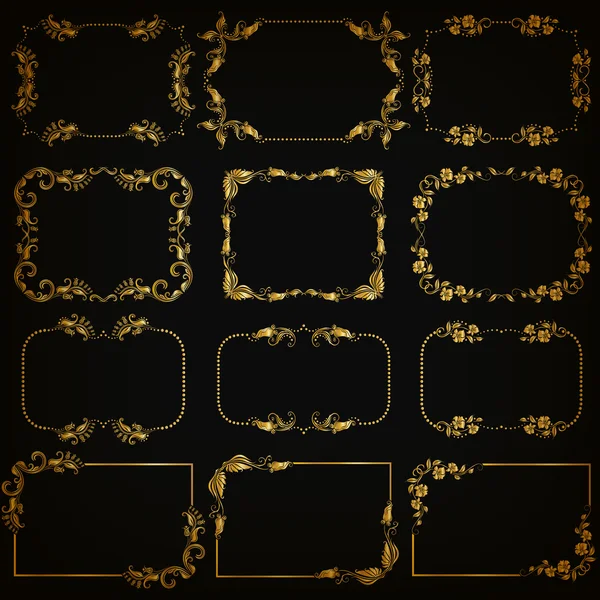 矢量组黄金装饰边框帧 — 图库矢量图片
