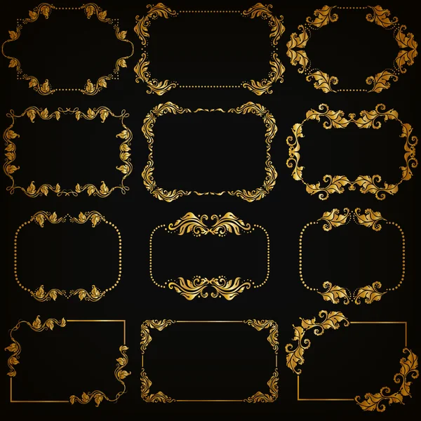 矢量组黄金装饰边框帧 — 图库矢量图片