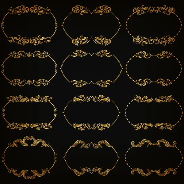 矢量组黄金装饰边框帧 — 图库矢量图片