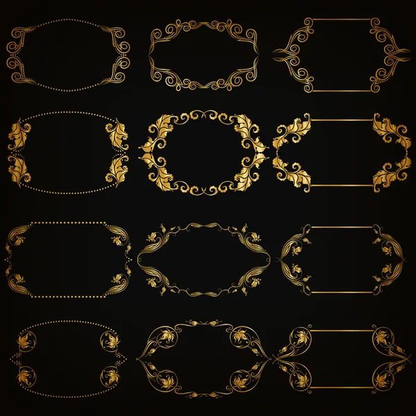 Vector set of gold decorative borders, frame — Stock Vector