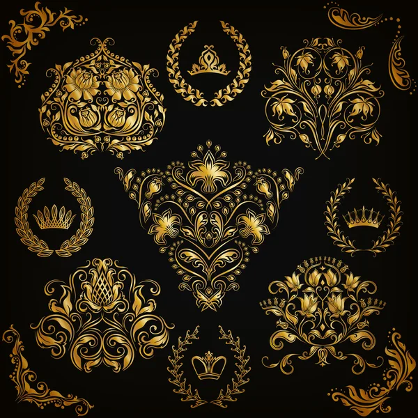 Set of vector damask ornaments. — Stock Vector