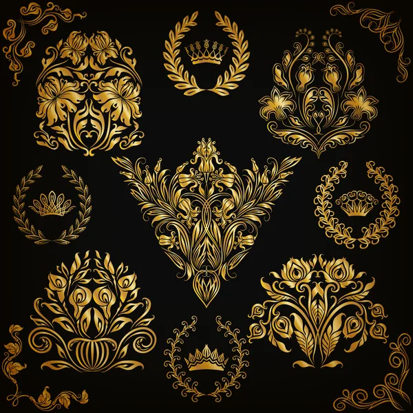 Set of vector damask ornaments. — Stock Vector