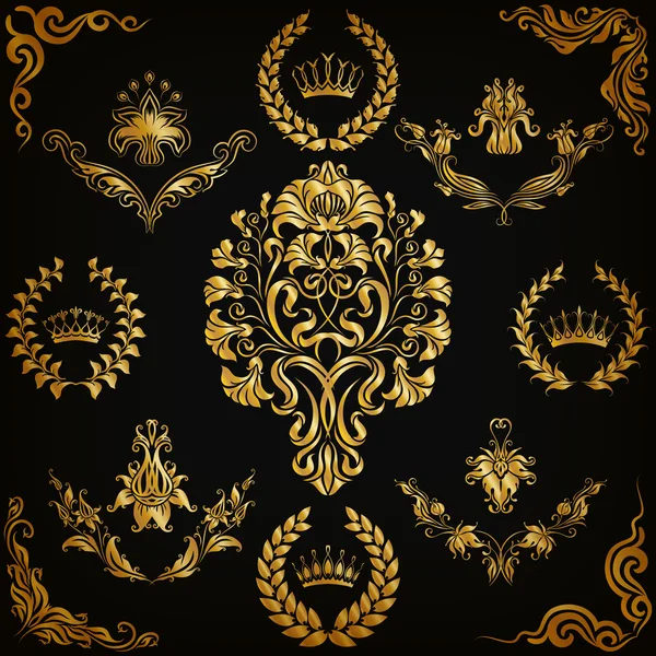 Set of vector damask ornaments. — Stock Vector