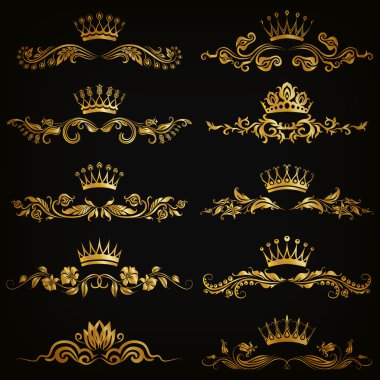 set vektör damask süsler.