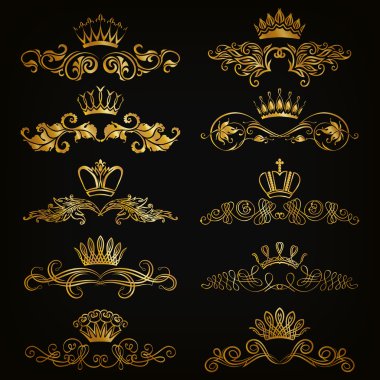 set vektör damask süsler.