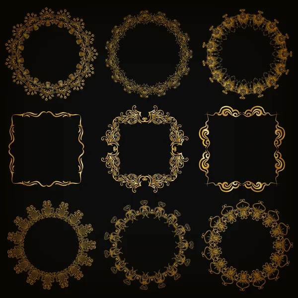 Vector set van gouden decoratieve randen, frame — Stockvector