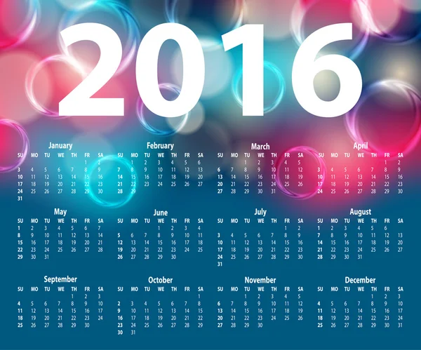 Plantilla elegante para el calendario 2016 — Vector de stock