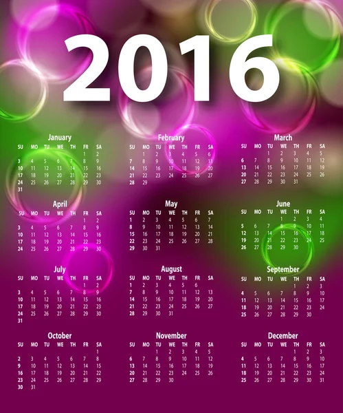 Elegant template for 2016 calendar — Stock Vector