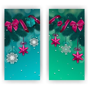 Yeni yıl arka plan - çelenk çam dalları, topları, çilek