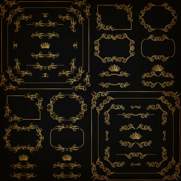 Vector set van gouden decoratieve randen, frame — Stockvector