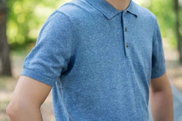 Man Sweaty Armpits Nature Background Hot Weather Concept — Stock Photo, Image